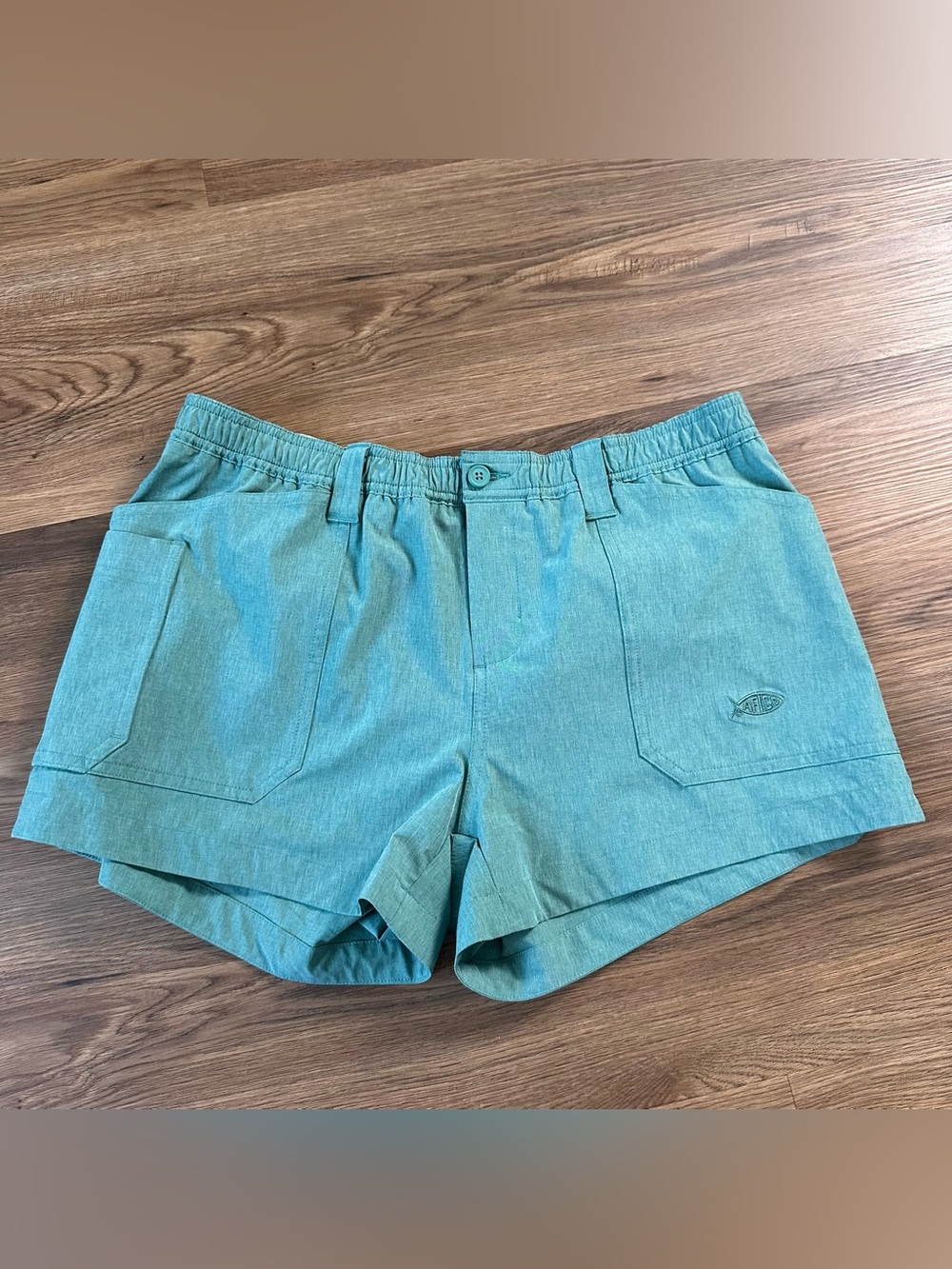 AFTCO Original Fishing Shorts Green Women 8 Nylon Quick Dry Stretch Outdoor 3”